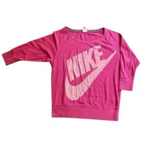 Nike Pink Long Sleeve Tee • Big Swoosh Logo • Women’s M